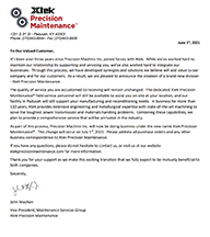 read a letter from Xtek's president